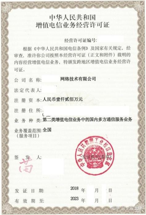 增值电信业务经营许可证第二类分别包含有哪些